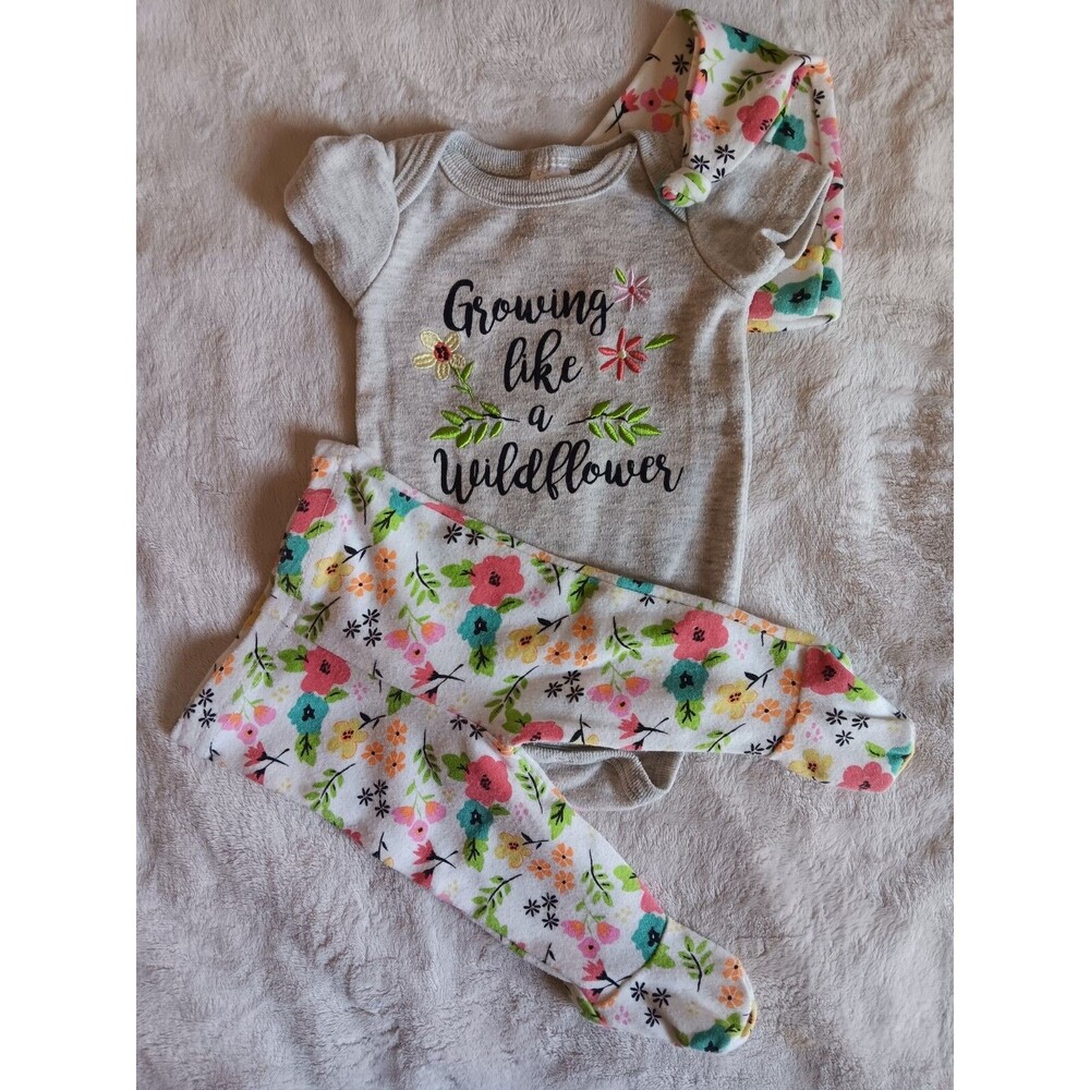 Shirt Pants 0 To 3 months Hat Baby Kiss girls baby short sleeve 3 piece outfit